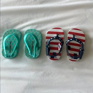 Two pairs size 1 baby flip flops